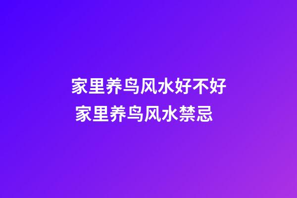 家里养鸟风水好不好 家里养鸟风水禁忌